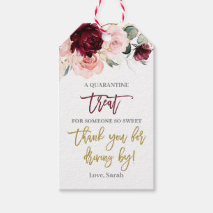 Étiquettes-cadeau Conduire par bébé douche bordeaux et rose automne