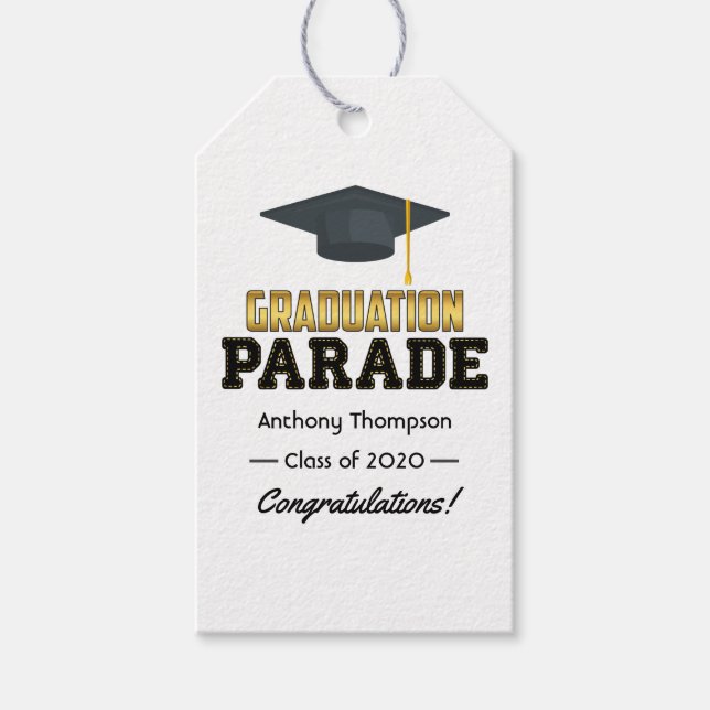 Étiquettes-cadeau Conduite par la Parade des diplômés Félicitations (Devant)