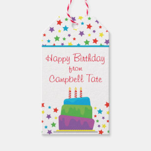 Étiquettes-cadeau Confetti Anniversaire Gâteau Personnalisé Balises