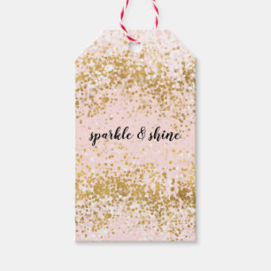 Étiquettes-cadeau Confetti d'or blanc rose pâle