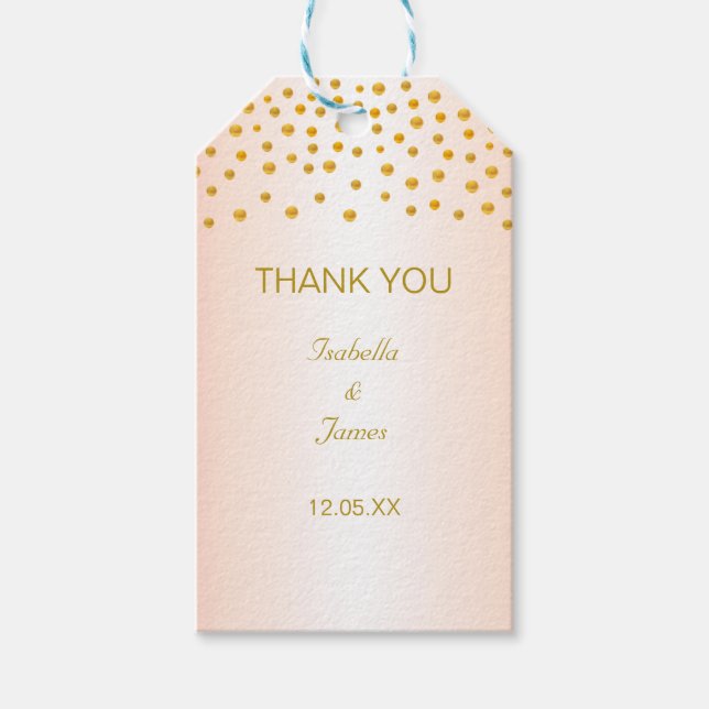 Étiquettes-cadeau Confetti d'or sur Black & Rose Gold (Devant)