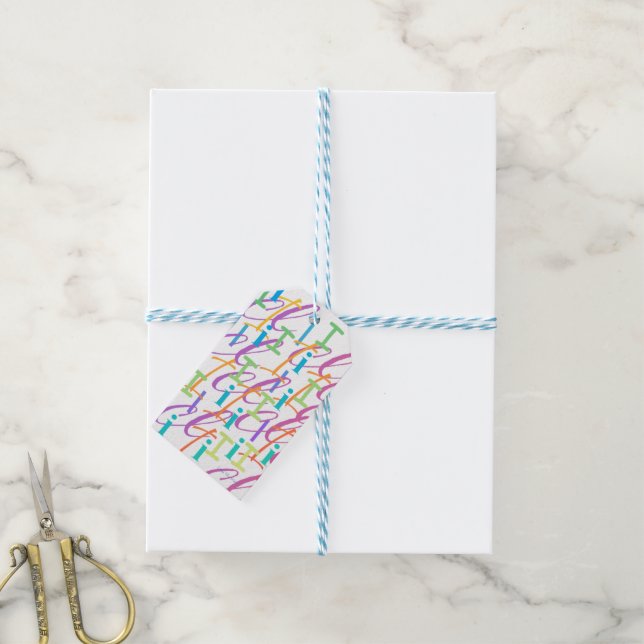 Étiquettes-cadeau Confettis de lettres "I" (Avec de laficelle)