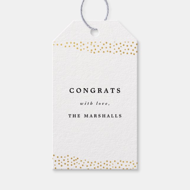 Étiquettes-cadeau Confettis dorés en faux feuille (Devant)