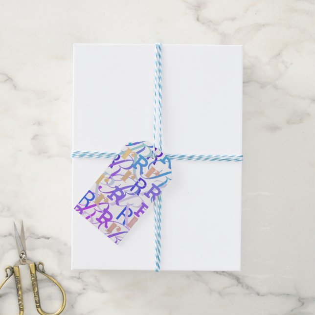 Étiquettes-cadeau Confettis en forme de lettre "R" (Avec de laficelle)