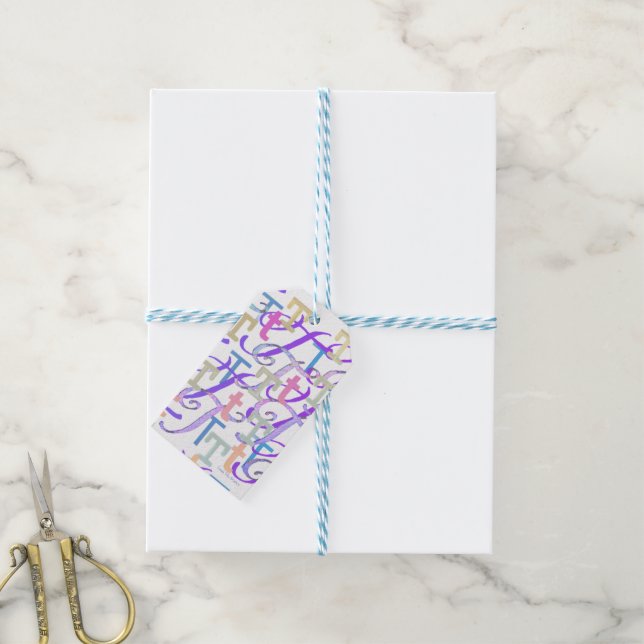 Étiquettes-cadeau Confettis en forme de lettre "T" (Avec de laficelle)