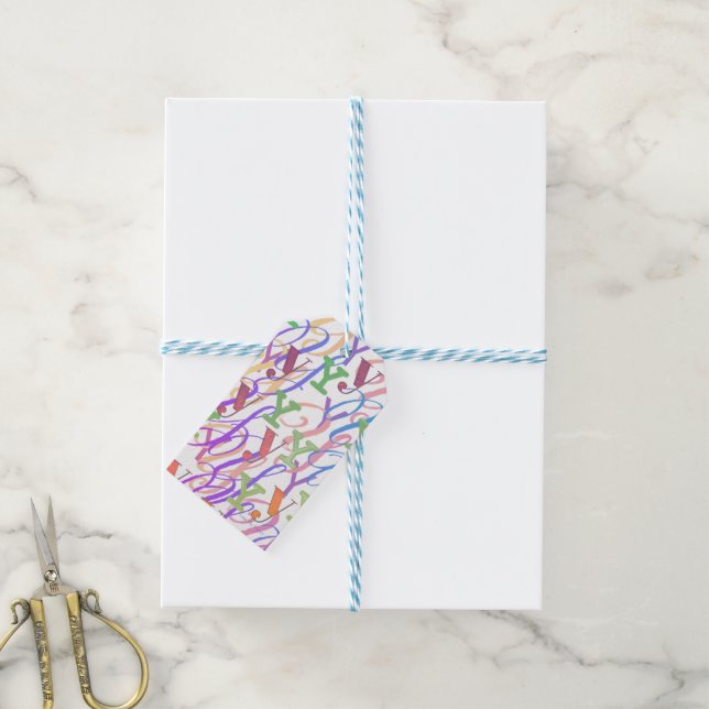 Étiquettes-cadeau Confettis en forme de lettre "Y" (Avec de laficelle)