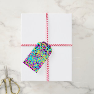 Étiquettes-cadeau Confettis multicolores au néon d'amusement