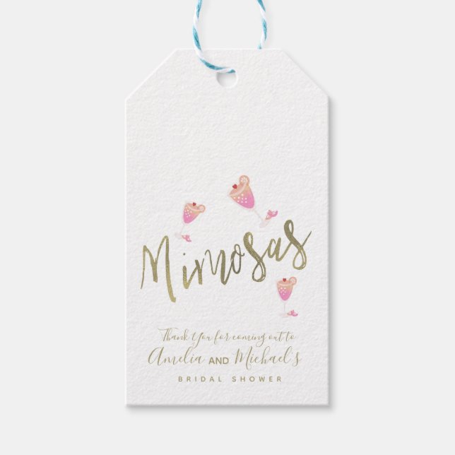 Étiquettes-cadeau Confettis Remerciement Rose Mimosa pour Baby Showe (Devant)