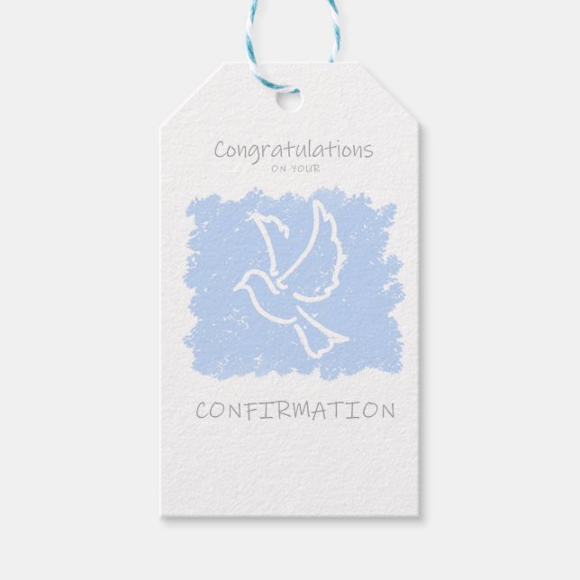 Étiquettes-cadeau Confirmation - bleu (Devant)
