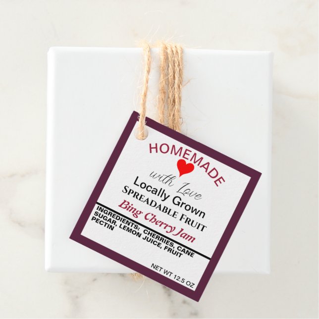 Étiquettes Cadeau Confiture de Cerises Bing Faite Maison Code QR Au  (En situation)