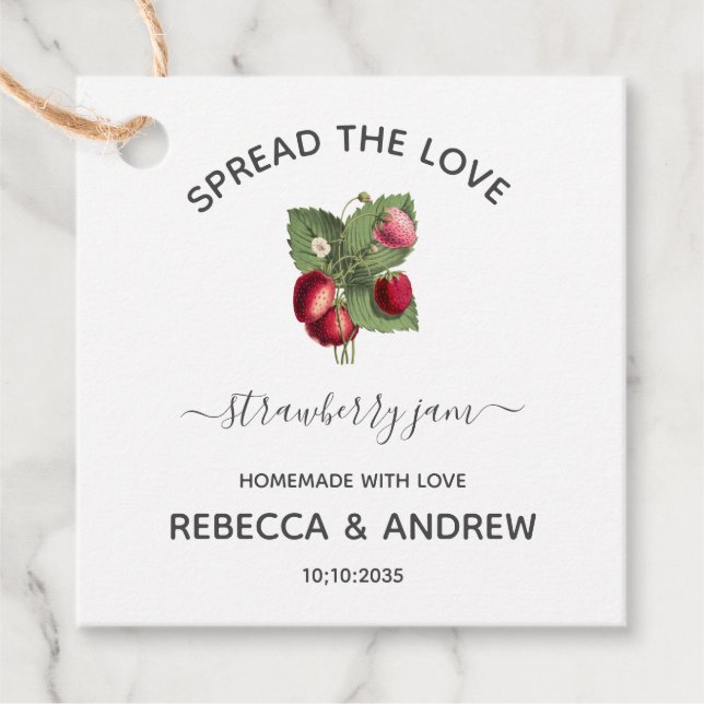 Étiquettes Cadeau Confiture de fraise Étaler l'amour Papier Kraft  (Devant)