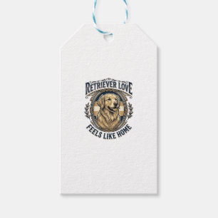 Étiquettes-cadeau Confort à la maison Golden Retriever Gravure Vinta