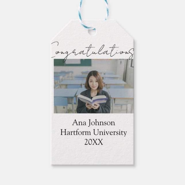 Étiquettes-cadeau Congratulations photo graduate name university yea (Devant)