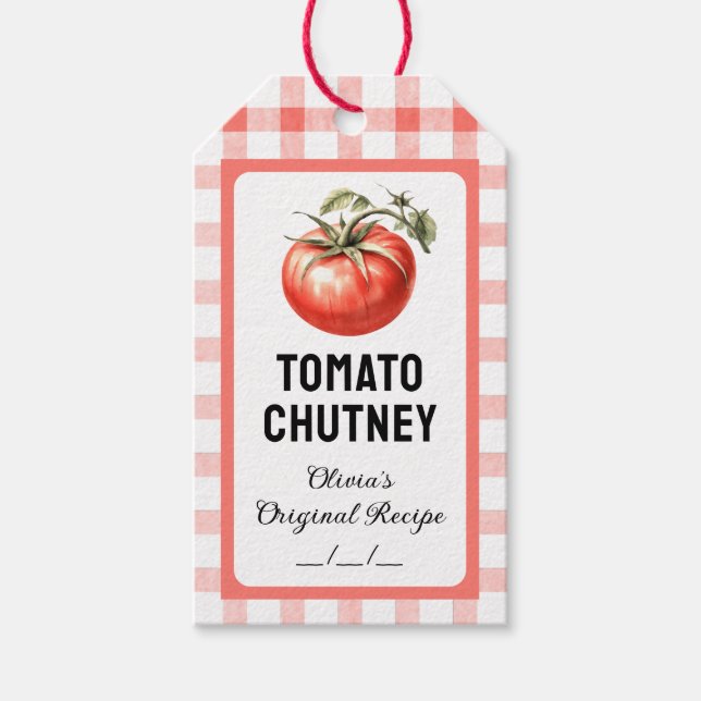 Étiquettes-cadeau Conserve de chutney de tomate avec tomate à l'aqua (Devant)