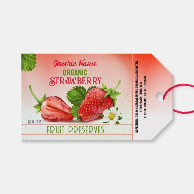 Étiquettes-cadeau Conserve de fruits de fraise (Devant (Horizontal))