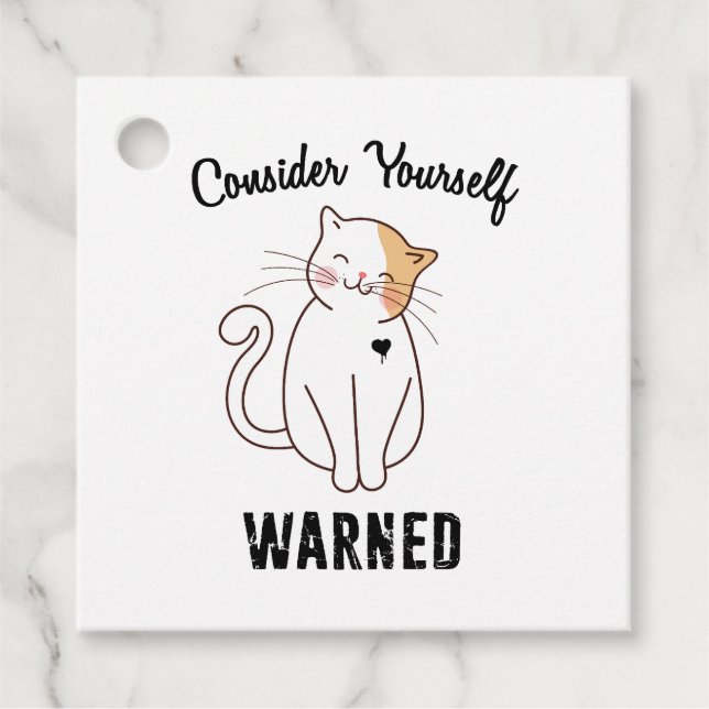 Étiquettes Cadeau Considérez-vous averti chat mal (Devant)