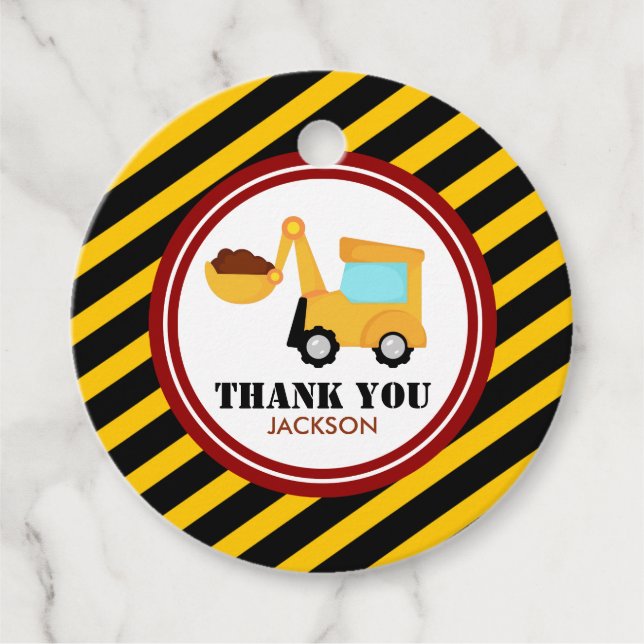 Étiquettes Cadeau CONSTRUCTION Baby shower d'anniversaire (Devant)