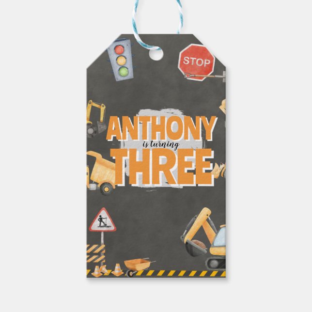 Étiquettes-cadeau Construction Birthday Invitation (Devant)