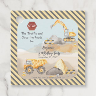 Étiquettes Cadeau Construction Dump Truck Boy 3e fête d'anniversaire