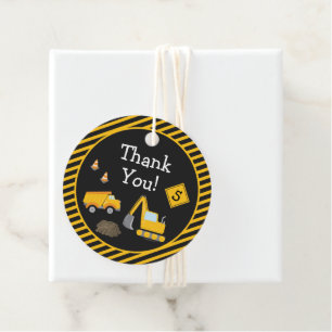 Étiquettes Cadeau Construction Joyeux Anniversaire avec Age Boy Merc