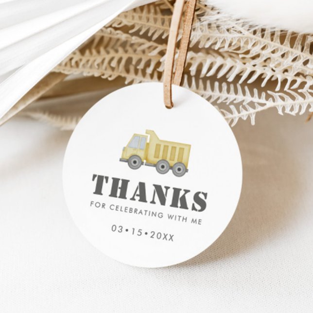 Étiquettes Cadeau Construction Véhicules Camion Garçons Anniversaire (Créateur téléchargé)