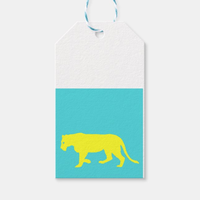 Étiquettes-cadeau Contour du lion jaune (Devant)