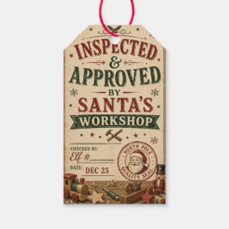 Étiquettes-cadeau Contrôle de la qualité de l'atelier du Père Noël