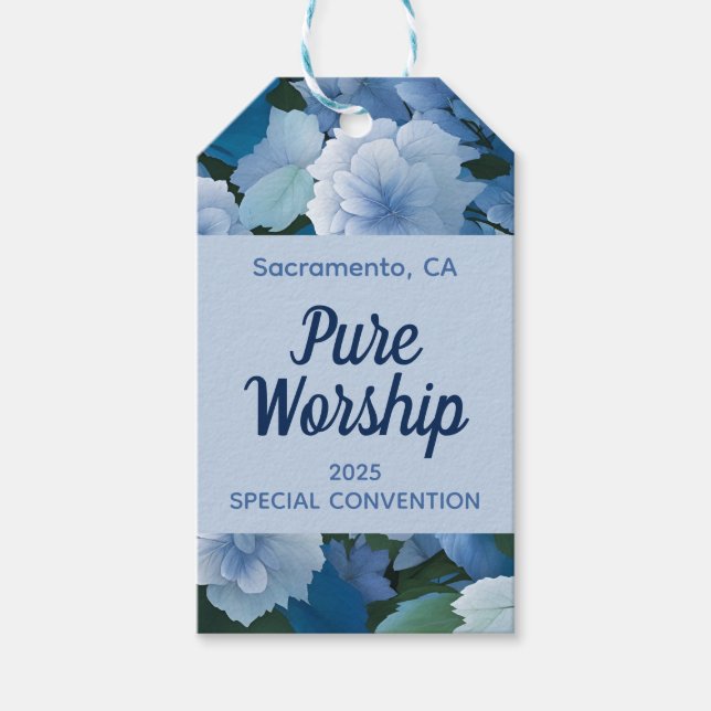 Étiquettes-cadeau Convention Pure Worship 2025 | Balises cadeaux JW (Devant)