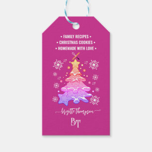 Étiquettes-cadeau Cookie de Noël Violet Snowflake Promo QR Code