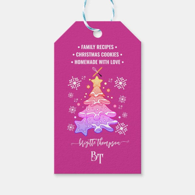 Étiquettes-cadeau Cookie de Noël Violet Snowflake Promo QR Code (Devant)
