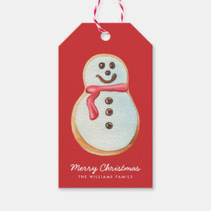 Étiquettes-cadeau Cookie de sucre de Noël Snowman