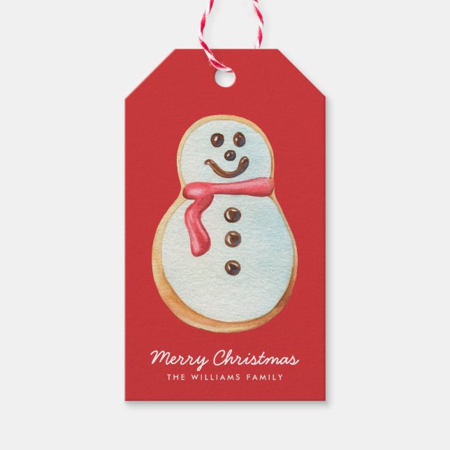 Étiquettes-cadeau Cookie de sucre de Noël Snowman (Devant)