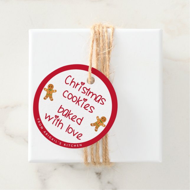Étiquettes Cadeau Cookies de Noël cuits avec amour pain d'épices Hom (En situation)