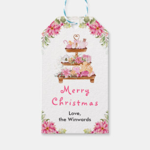 Étiquettes-cadeau Cookies de vacances et cacao rose Joyeux Noël