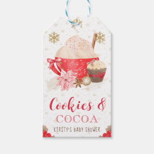 Étiquettes-cadeau Cookies d'hiver rouges et Baby Shower au cacao
