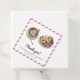 Étiquettes Cadeau Cookies et cacao Chaud Pastel Baby shower rose