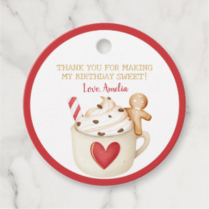 Étiquettes Cadeau Cookies et cacao Chocolat chaud Mug rouge Annivers