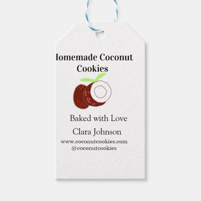 Étiquettes-cadeau Cookies maison coco frais nom site web social (Devant)