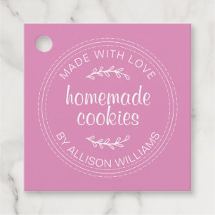 Étiquettes Cadeau Cookies rustiques faits maison Fuchsia rose