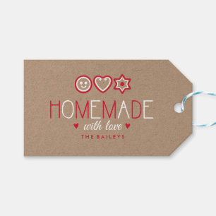 Étiquettes-cadeau Cookies Whimsical Red et White Holiday