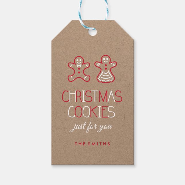 Étiquettes-cadeau Cookies Whimsical Typography et Gingerbread (Devant)