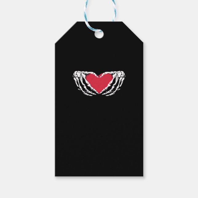 Étiquettes-cadeau Cool Classic Funny Skeleton Mains Coeur - Valentin (Devant)