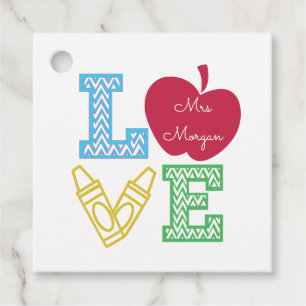 Étiquettes Cadeau Cool enseignant coloré script d'amour monogramme