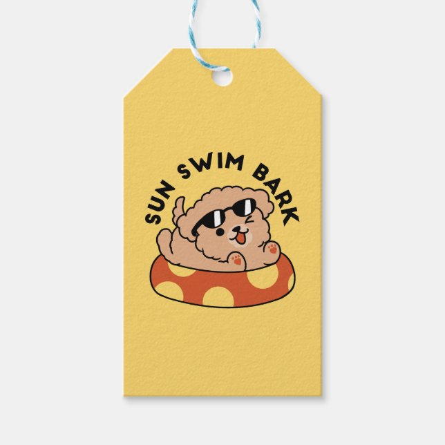 Étiquettes-cadeau Cool Summer Chien Flottant - Jolie Puppy Pool Part (Devant)