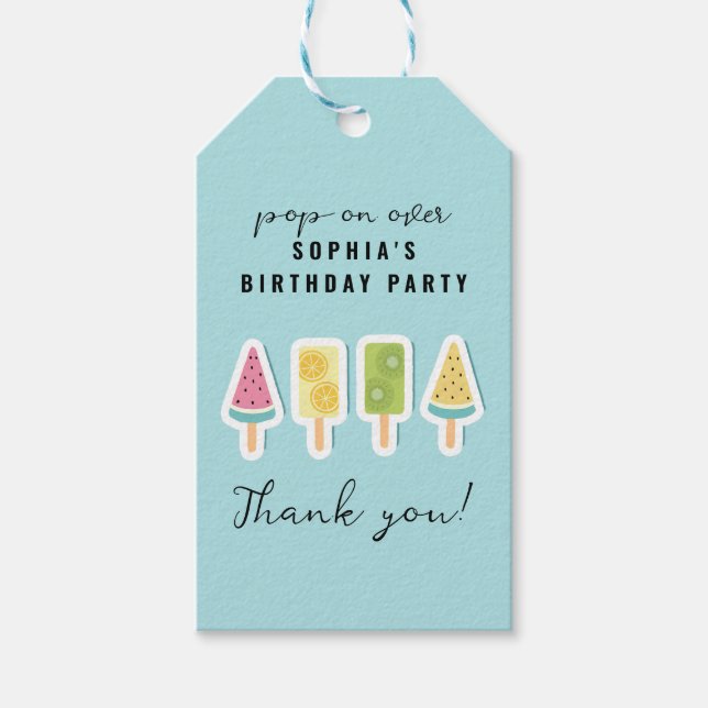 Étiquettes-cadeau Cool Summer Popsicle Anniversaire (Devant)