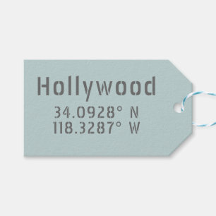 Étiquettes-cadeau Coordonnées de latitude et de longitude d'Hollywoo