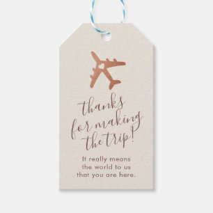 Étiquettes-cadeau Copper Sepia Romantic Avion Voyage Favoriser