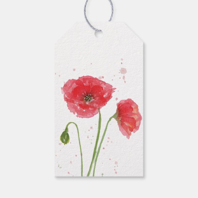 Étiquettes-cadeau Coquelicots à l'aquarelle (Dos)