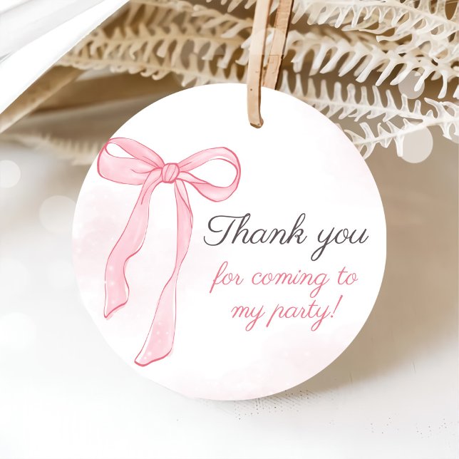 Étiquettes Cadeau Coquette Aquarelle rose mignonne Bow Anniversaire (Créateur téléchargé)