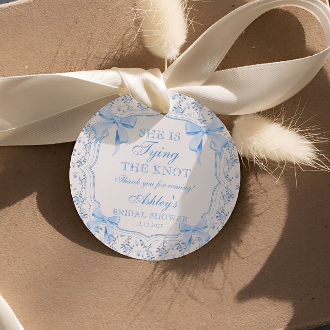 Étiquettes Cadeau Coquette Arc Elle Noue Le Nœud Réception de Mariag (Créateur téléchargé)